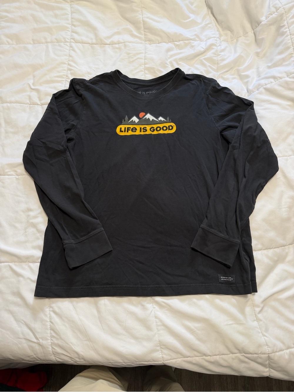 Life Is Good Black Long-Sleeve Mountain Logo Tee